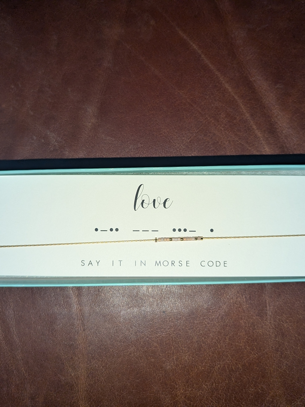Morse Code 'Love' Necklace - Gold & Pink